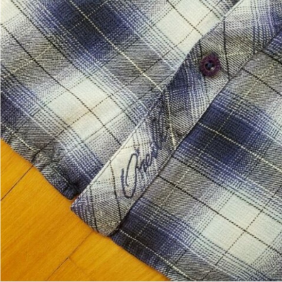 Oneill Mens Purple Plaid Button Down - Picture 3 of 6